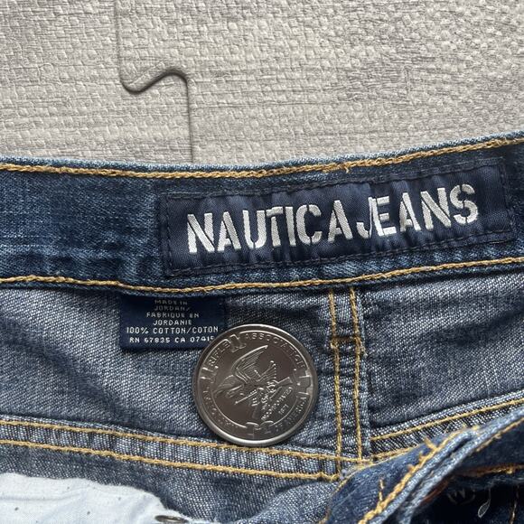 Vintage Nautica Jeans Mens 36x30 Blue Denim Straight Baggy Grunge Skater Y2K - Picture 4 of 8